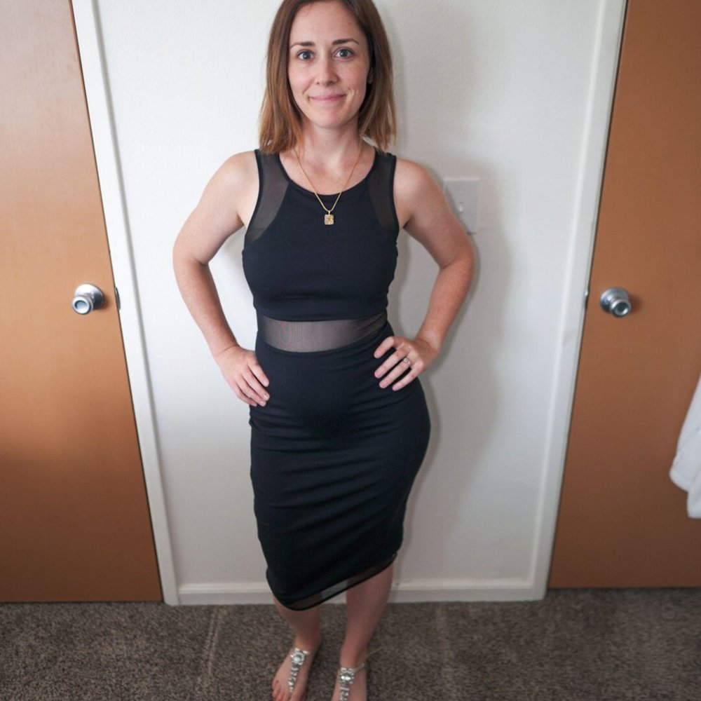 Express Black Bodycon Sheer waist dress